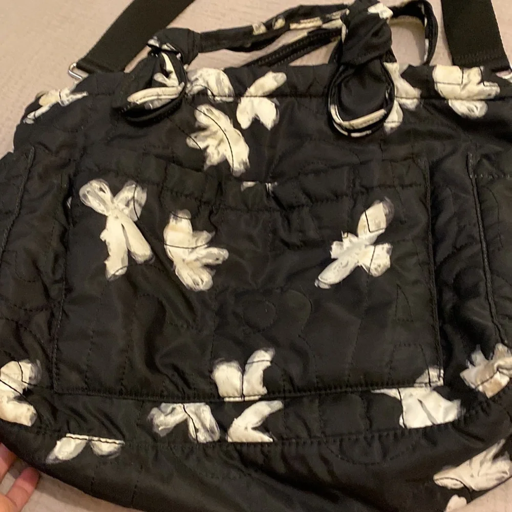 Marc by Marc Jacobs Pretty Nylon Painted Flower Diaper Bag Black - White…